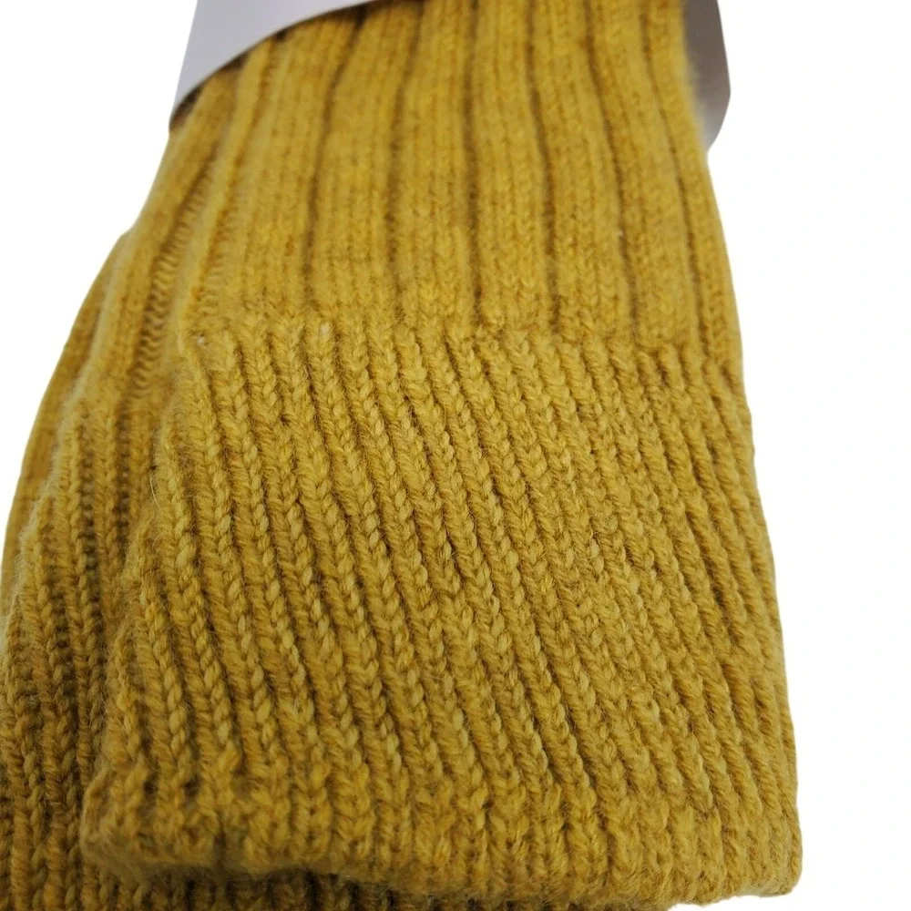 Mustard Gold Cashmere Crew Socks Mens‎ Large Warm Ribbed Pattern Garnet Hill NEW